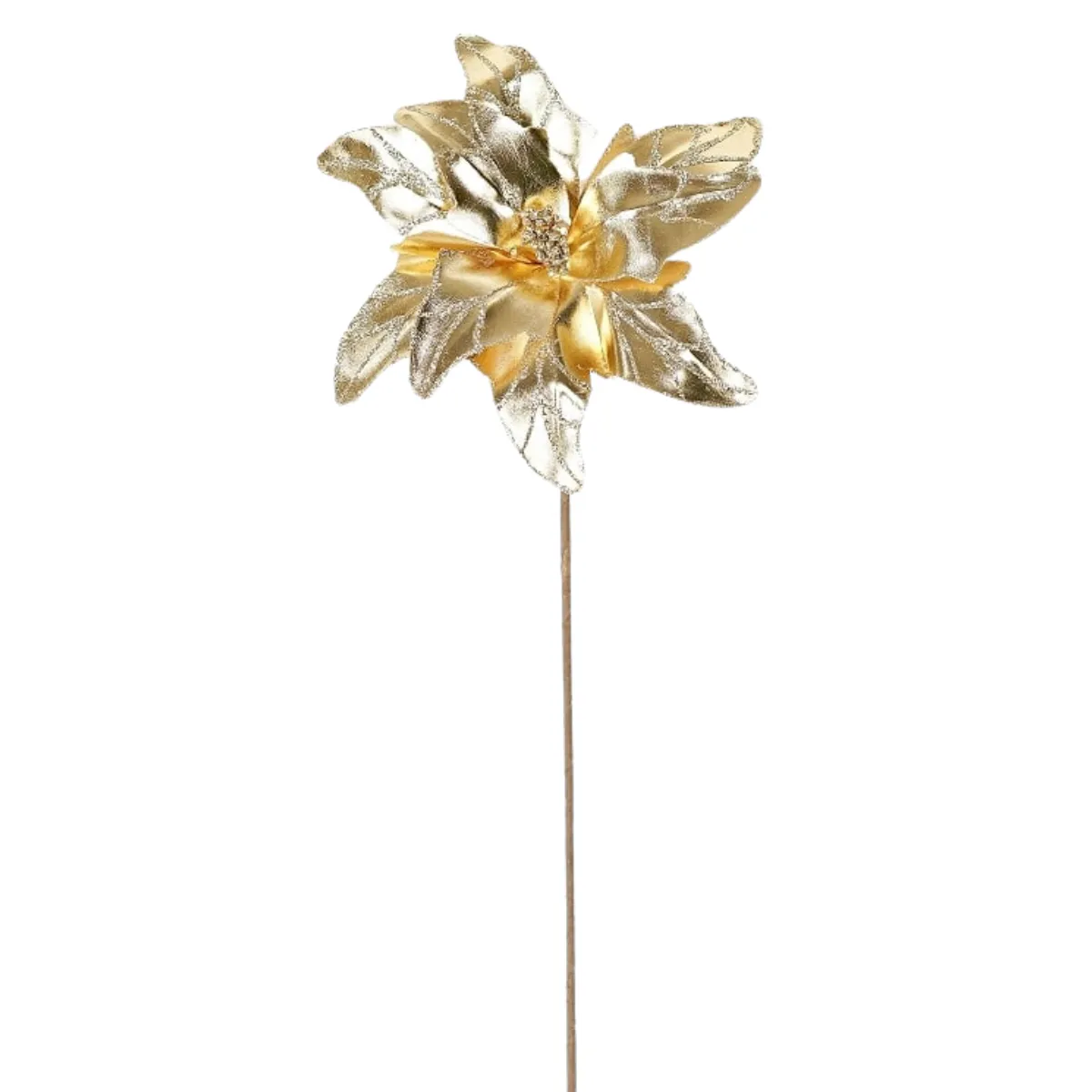 25" by 11" Gold Metallic Geo Tile Poinsettia 28170