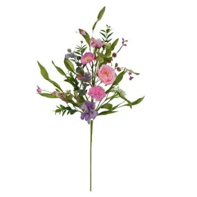 25" Green Pink and Lavender Mixed Ranunculus Spray 64774