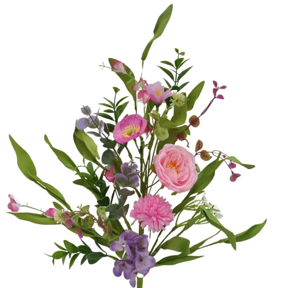 25" Green Pink and Lavender Mixed Ranunculus Spray 64774