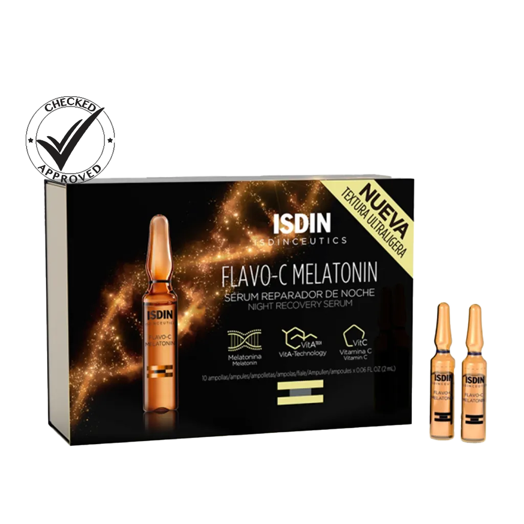 ISDINceutics Flavo-C Melatonin Ampoules vitamin C, Melatonin & Bakuchiol Serum- 10vials- ISDIN