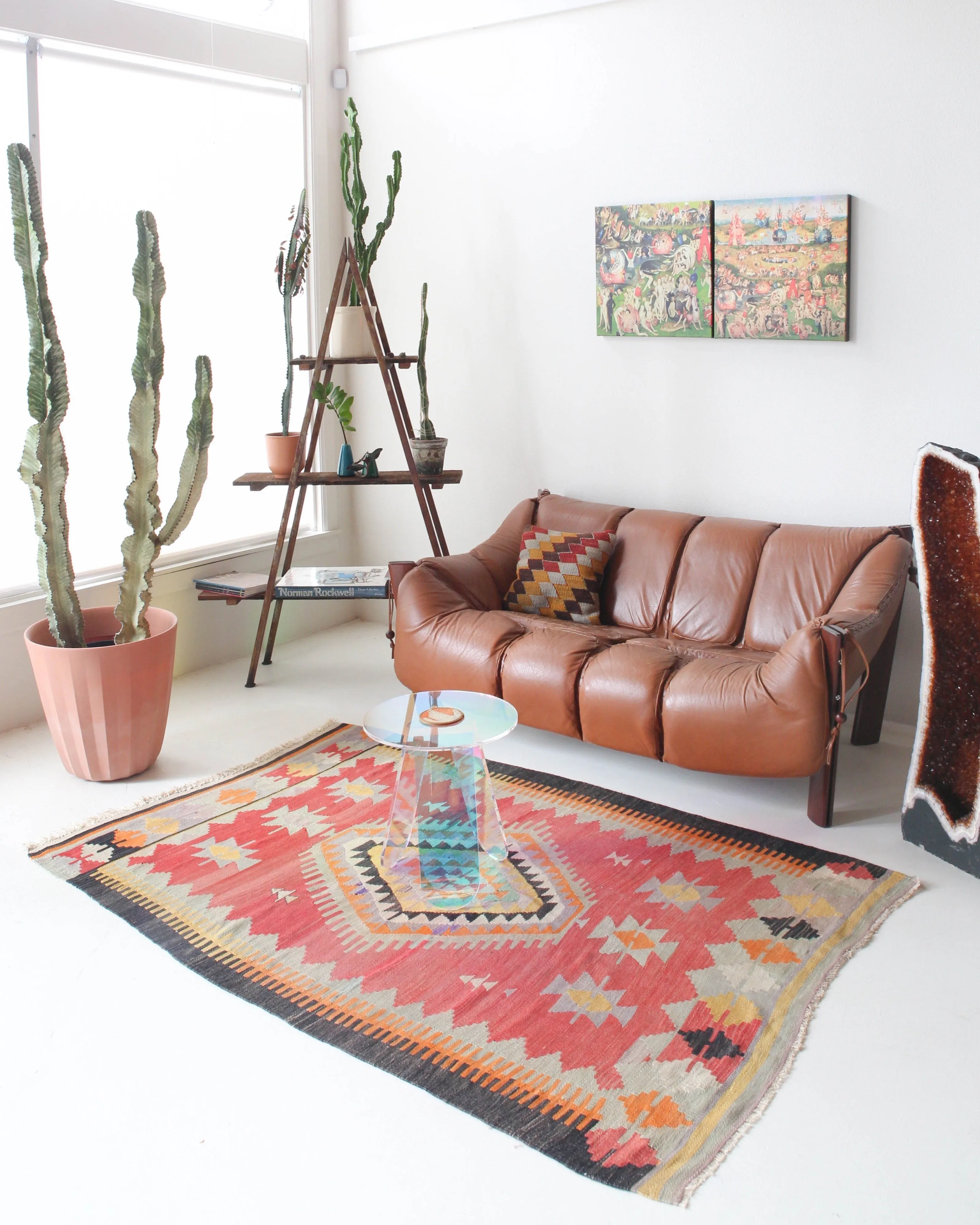 Vintage western Anatolian Kilim Rug 4'7"x6'9"